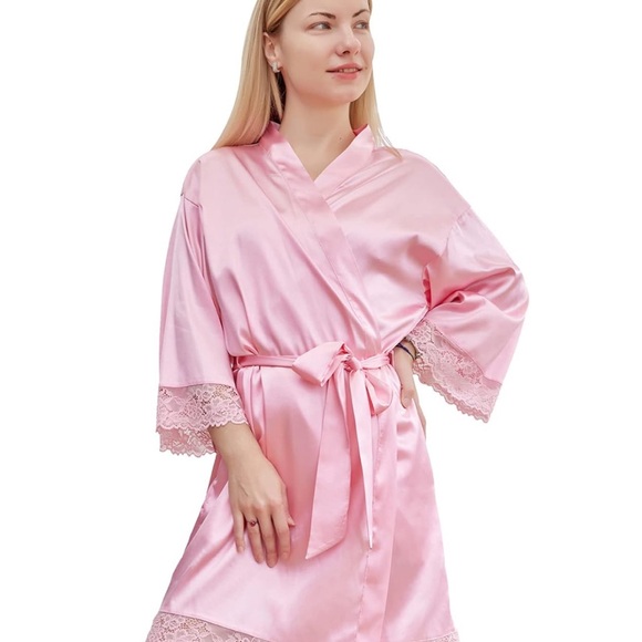 DaysU Satin Robes for Women, Short Silky Bathrobes for Loungewear House Dress - Picture 4 of 6